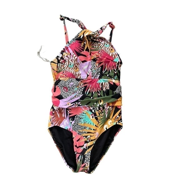 New!‎ Bleu Rod Beattie High Neck Keyhole One-Piece Swimsuit - Picture 1 of 7